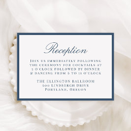 Tarjeta De Recepción Modern Navy Border Wedding Reception