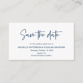 Tarjeta De Recepción Modern Navy casual elegance font, Save the date
