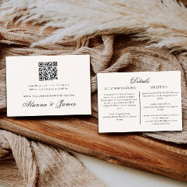 Tarjeta De Recepción Modern Neutral QR Code Wedding Details & RSVP