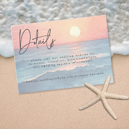 Tarjeta De Recepción Modern Ocean Sunset Watercolor Beach Wedding