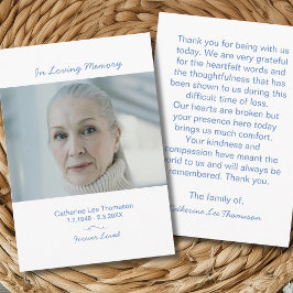 Tarjeta De Recepción Modern Photo Bereavement  Funeral Thank You Card