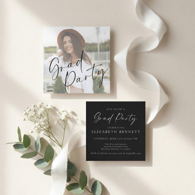 Tarjeta De Recepción Modern Photo Graduation Party (Subido por el creador)