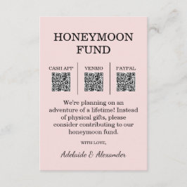 Tarjeta De Recepción Modern Pink Blush Wedding Honeymoon Fund