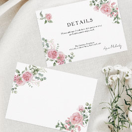 Tarjeta De Recepción Modern Pink Roses Details Graduation