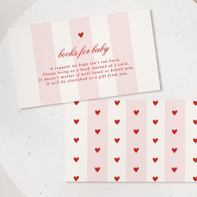Tarjeta De Recepción Modern Pink Stripe Heart Valentine Baby Shower (Subido por el creador)