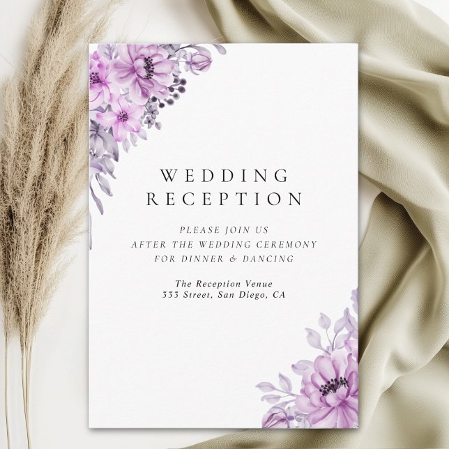 Tarjeta De Recepción Modern Purple Floral Wedding Stationery  (Subido por el creador)