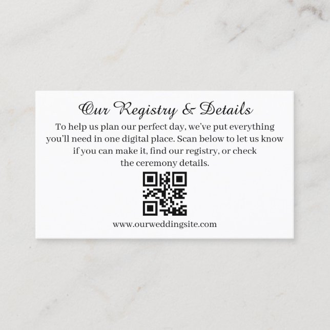 Tarjeta De Recepción Modern QR Code Wedding Registry and RSVP  (Anverso)