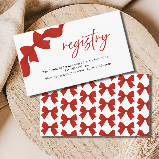 Tarjeta De Recepción Modern Red Coquette Bow Registry Enclosure Card (Subido por el creador)