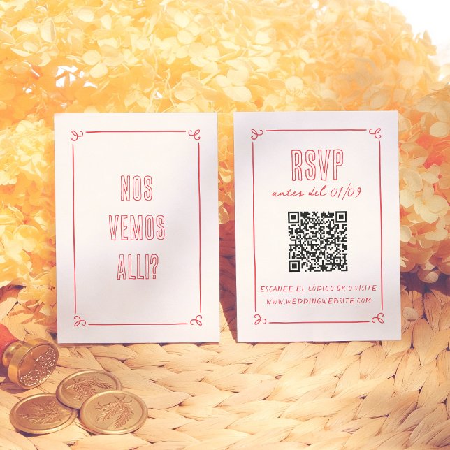 Tarjeta De Recepción Modern Retro Hand Drawn QR Spanish Wedding RSVP (Subido por el creador)