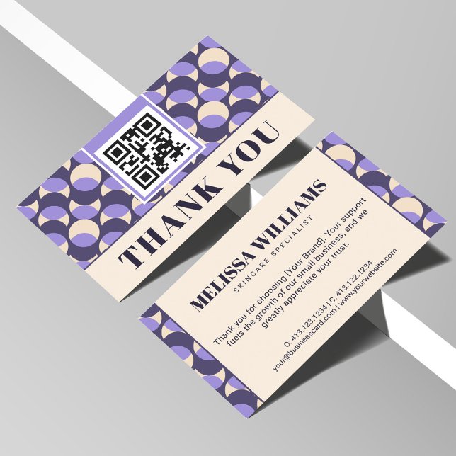 Tarjeta De Recepción Modern Retro Lavender Geometric Thank You Card (Subido por el creador)
