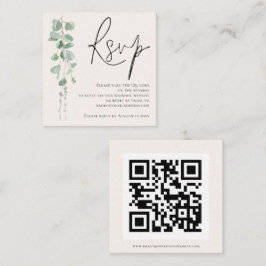 Tarjeta De Recepción Modern Sage Eucalyptus Cream QR Código Boda RSVP