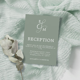 Tarjeta De Recepción Modern Sage Green Ampersand Wedding Reception