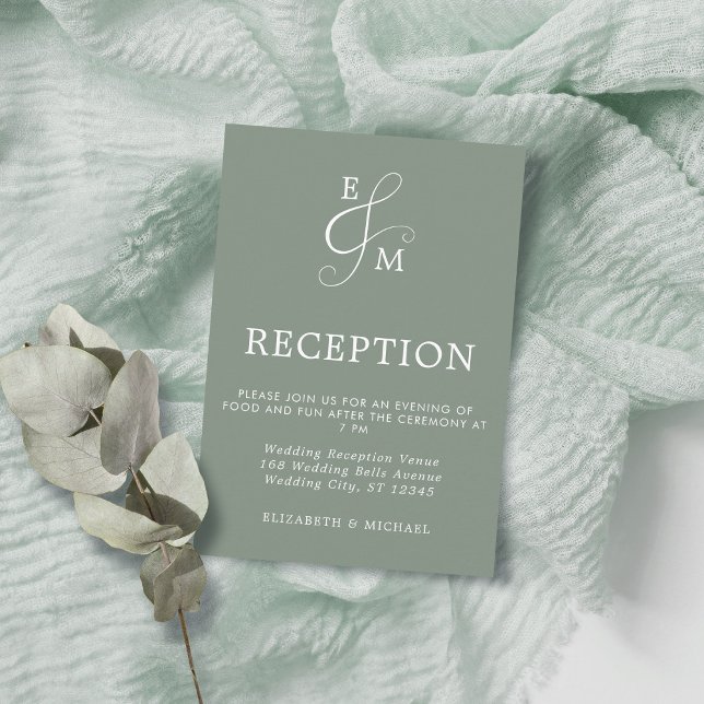 Tarjeta De Recepción Modern Sage Green Ampersand Wedding Reception (Subido por el creador)
