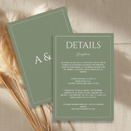 Tarjeta De Recepción Modern sage green minimalist wedding details
