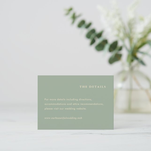 Tarjeta De Recepción Modern Sage Green Simple Wedding (Anverso de pie)