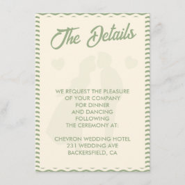 Tarjeta De Recepción Modern Sage Green Stripe QR Code Wedding Details