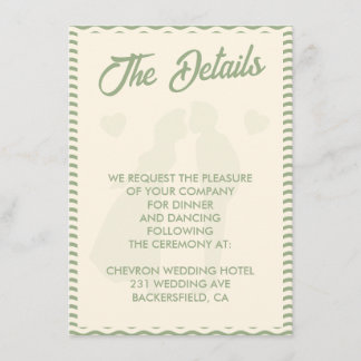 Tarjeta De Recepción Modern Sage Green Wavy Stripe Wedding Details