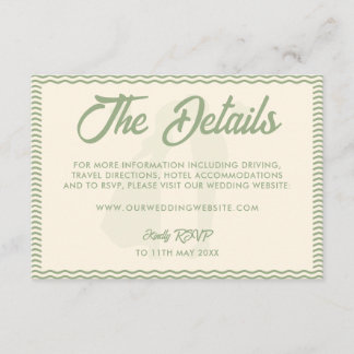 Tarjeta De Recepción Modern Sage Green Wavy Stripe Wedding Website