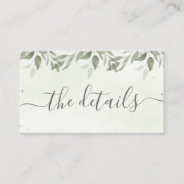 Tarjeta De Recepción Modern Sage Greenery Details Enclosure Card