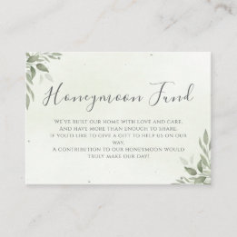 Tarjeta De Recepción Modern Sage Greenery Honeymoon Fund