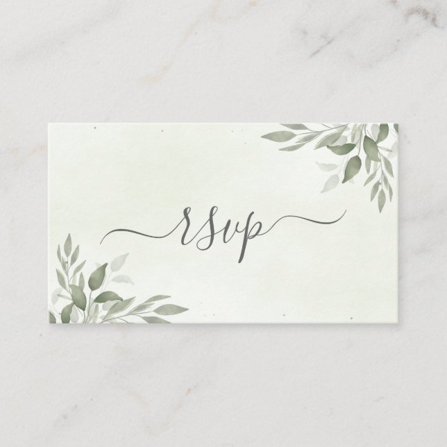 Tarjeta De Recepción Modern Sage Greenery Wedding RSVP Enclosure Card (Anverso)