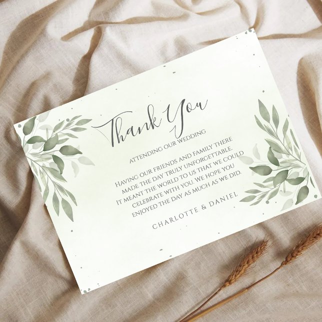 Tarjeta De Recepción Modern Sage Greenery Wedding Thank You Card (Subido por el creador)