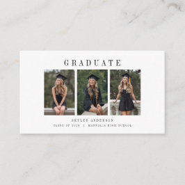 Tarjeta De Recepción Modern Script 3 Photo Collage Graduation Thank You