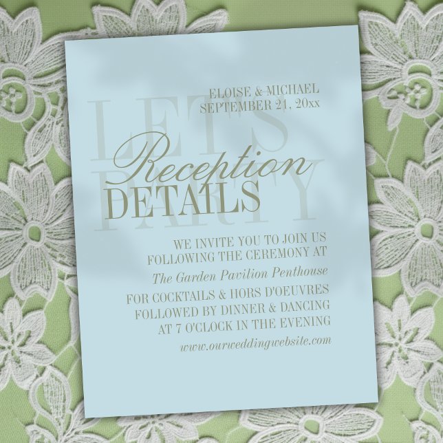 Tarjeta De Recepción Modern Script Citrus Blue Wedding Details (Invite guest to plan join the reception of your big day with this Modern Script Citrus Blue Card!)