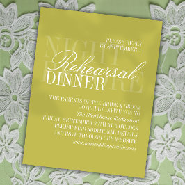 Tarjeta De Recepción Modern Script Citrus Green Wedding Rehearsal