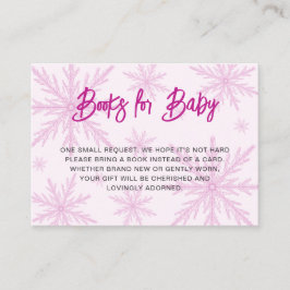 Tarjeta De Recepción Modern Snowflakes Girl Baby Shower Book Request