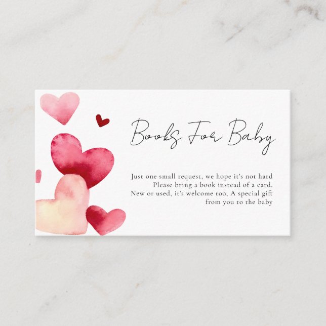 Tarjeta De Recepción Modern Sweetheart Baby Shower Book Request (Anverso)