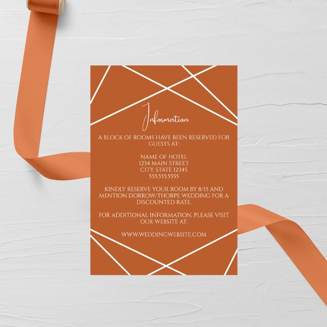 Tarjeta De Recepción Modern Terracotta and White Geometric Wedding (Subido por el creador)