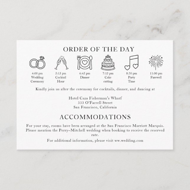 Tarjeta De Recepción Modern Terracotta Burnt Orange Wedding Timeline (Anverso)