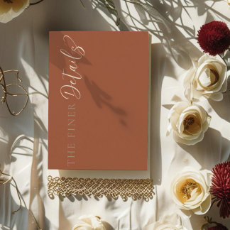 Tarjeta De Recepción Modern Terracotta Wedding Details