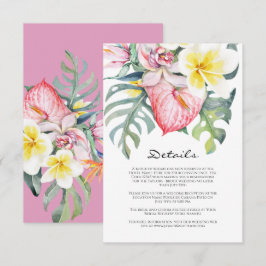 Tarjeta De Recepción Modern Tropical Floral Hawaii Wedding
