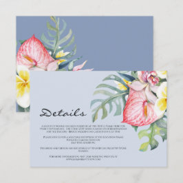 Tarjeta De Recepción Modern Tropical Floral Hawaii Wedding