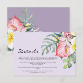 Tarjeta De Recepción Modern Tropical Floral Hawaii Wedding