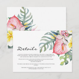 Tarjeta De Recepción Modern Tropical Floral Hawaii Wedding