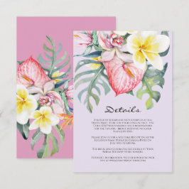 Tarjeta De Recepción Modern Tropical Floral Hawaii Wedding