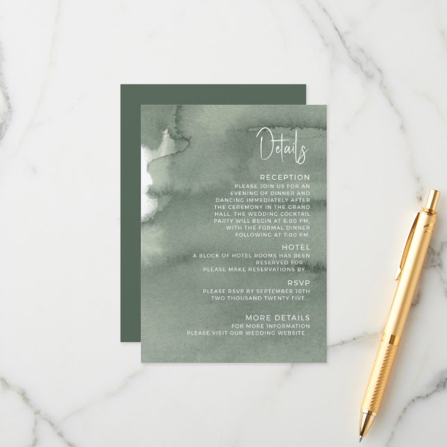 Tarjeta De Recepción Modern wedding Enclosure Card  Details. (Anverso/Reverso In Situ)