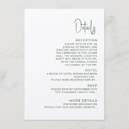 Tarjeta De Recepción Modern wedding Enclosure Card  Details.