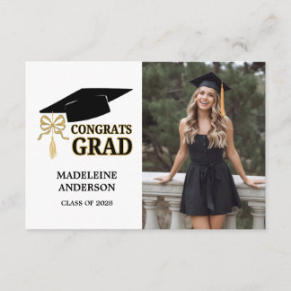 Tarjeta De Recepción Modern Whimsical Gold Black Graduation Cap