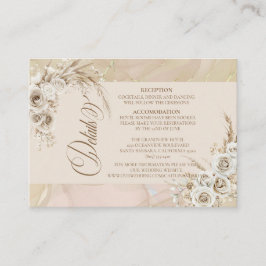 Tarjeta De Recepción Modern White Boho Floral Arch Wedding Details Card