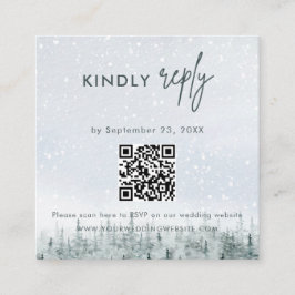 Tarjeta De Recepción Modern Winter Forest Wedding RSVP Card