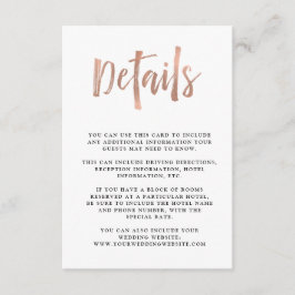 Tarjeta De Recepción Modern Wish | Detalles de invitado de Boda de oro 