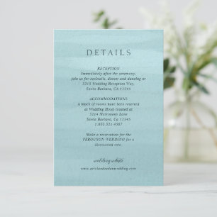 Tarjeta De Recepción Moderna acuarela azul Elegante Boda