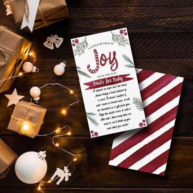 Tarjeta De Recepción Moderna acuarela "Joy" Candy Cane Baby Shower (Subido por el creador)