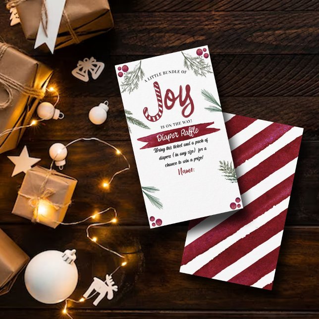 Tarjeta De Recepción Moderna acuarela "Joy" Candy Cane Baby Shower (Subido por el creador)
