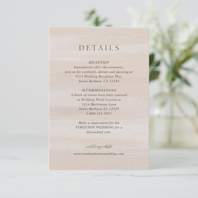 Tarjeta De Recepción Moderna acuarela Neutral Elegante Boda (Anverso de pie)