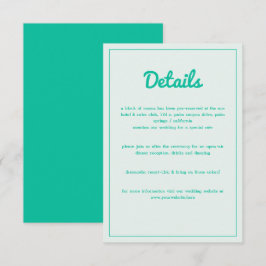 Tarjeta De Recepción Moderna audaz Boda de vibraciones retro verde de l